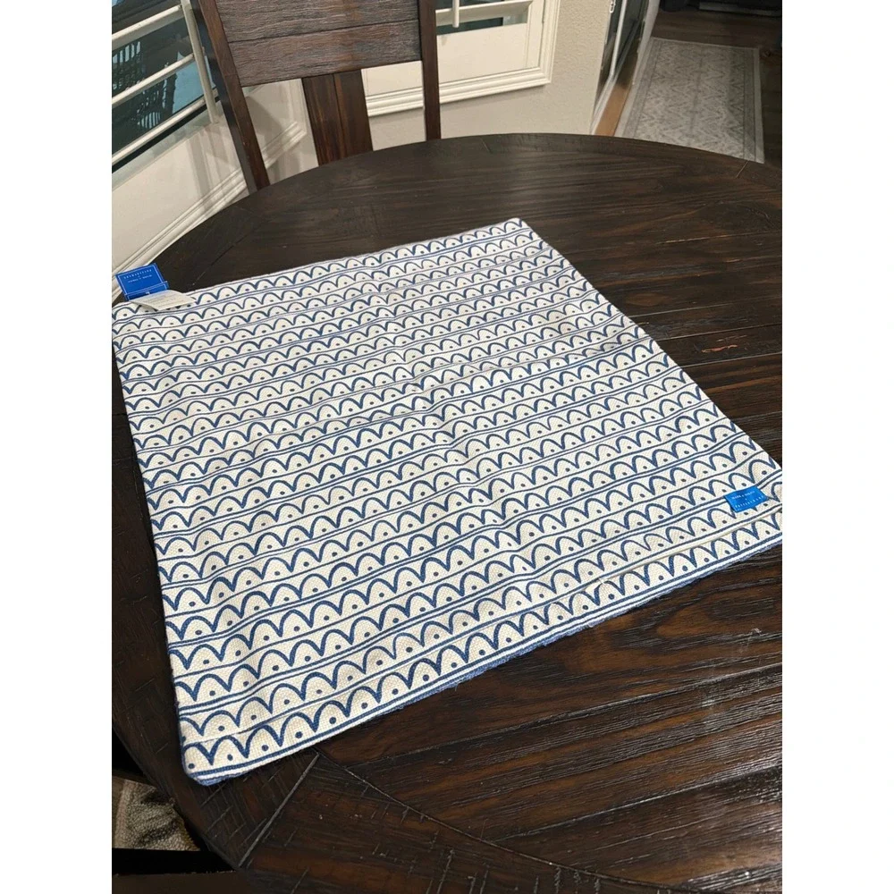 Mark Sikes x Pottery Brn Clementine Ptchwrk Blue Embroidered Pillow Cover 22x22
